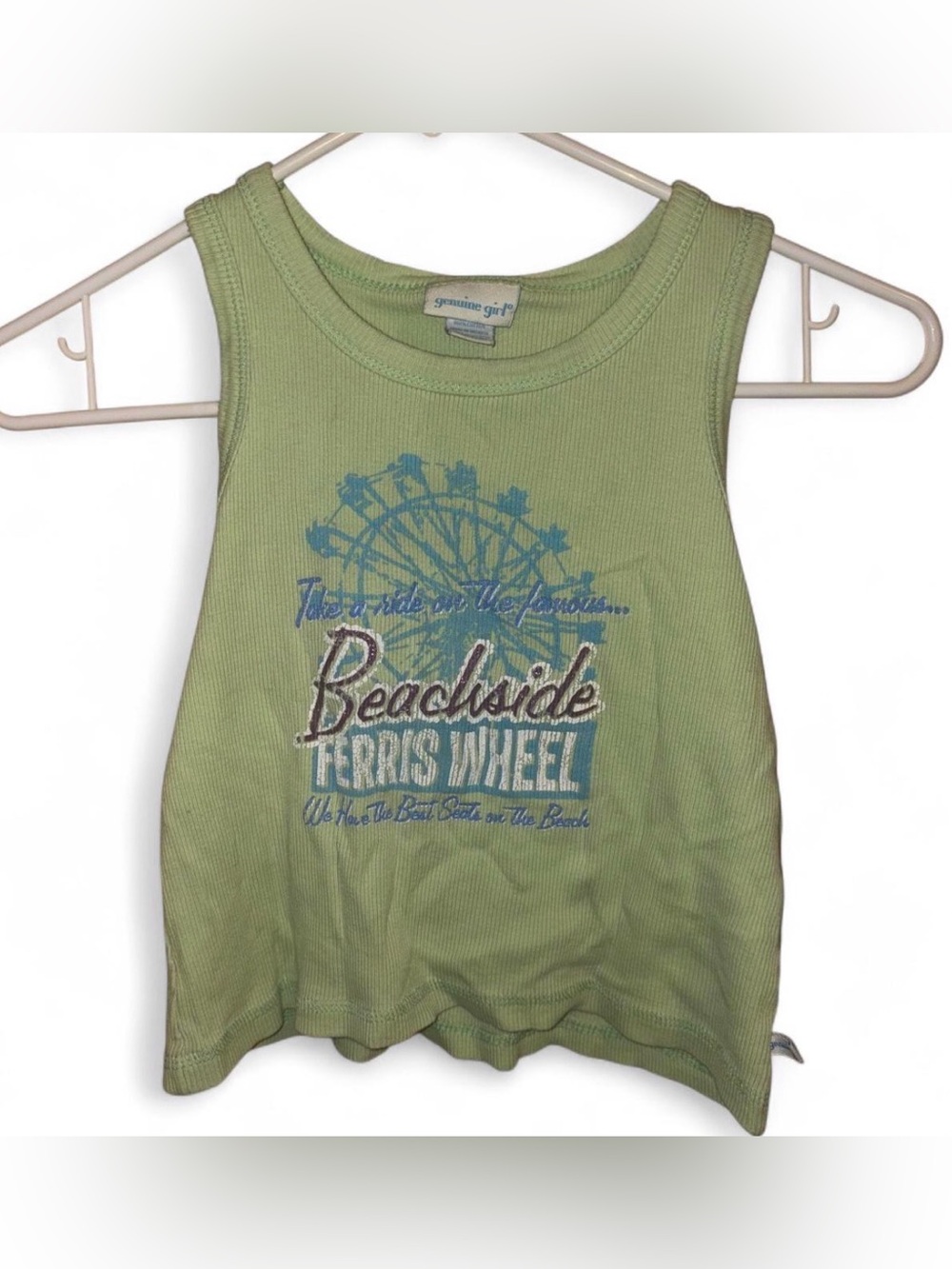 Vintage Green Beachside Ferris Wheel Tank Top - Kids